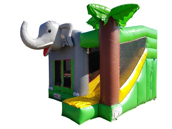Hüpfburg 4,5x4,5 m - Elefant mit Rutsche und Palme (aB)